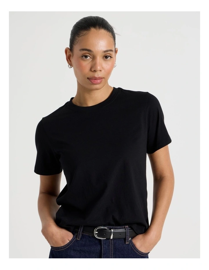 Crew Neck Tee in Black image 2