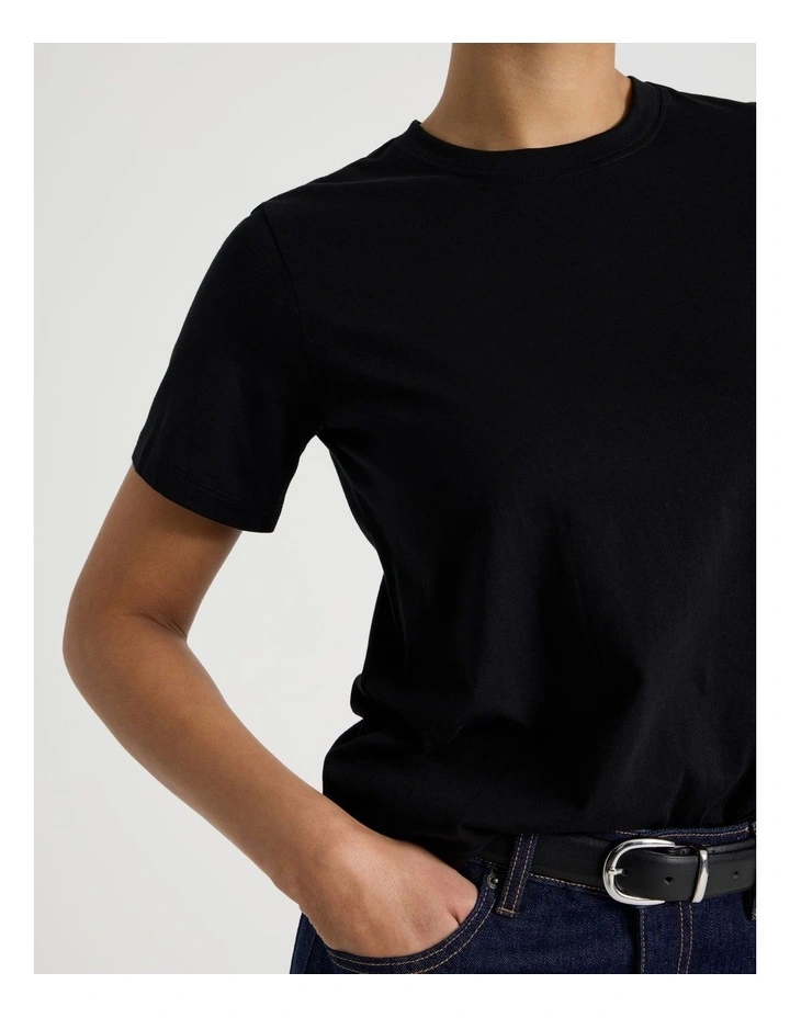 Crew Neck Tee in Black image 3