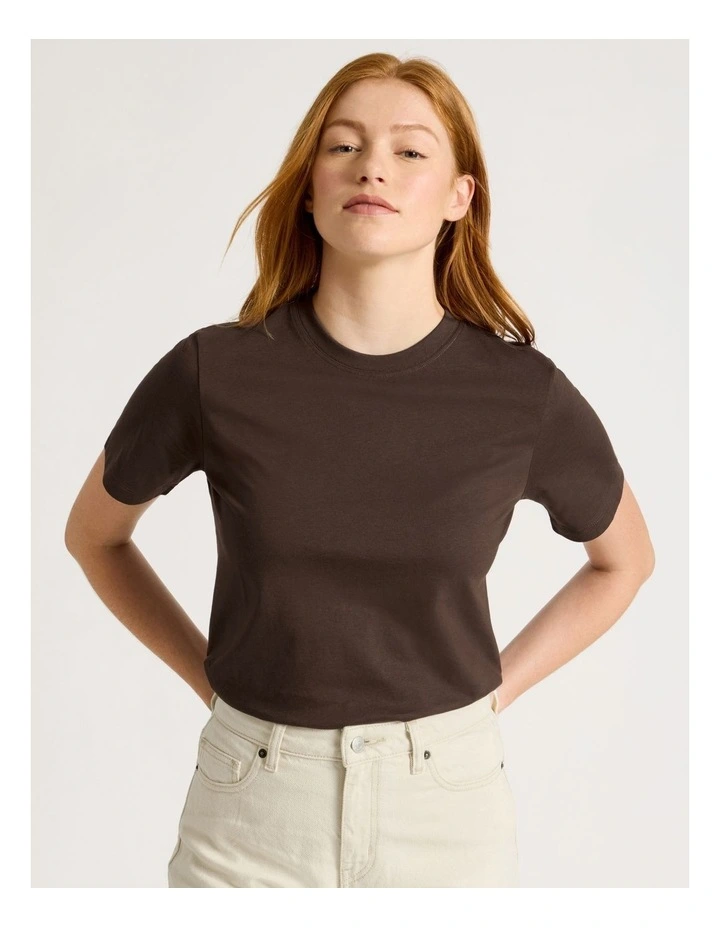 Crew Neck Tee in Shaved Chocolate image 1