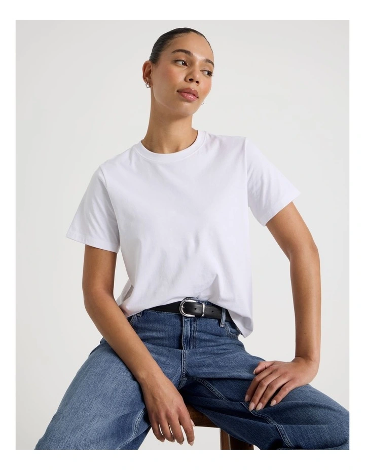 Regular Fit Crew Neck Tee in White image 1
