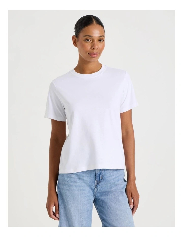 Regular Fit Crew Neck Tee in White image 2