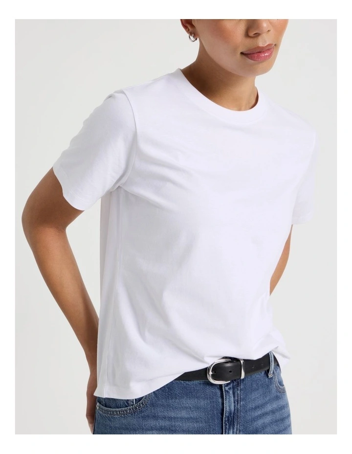 Regular Fit Crew Neck Tee in White image 3