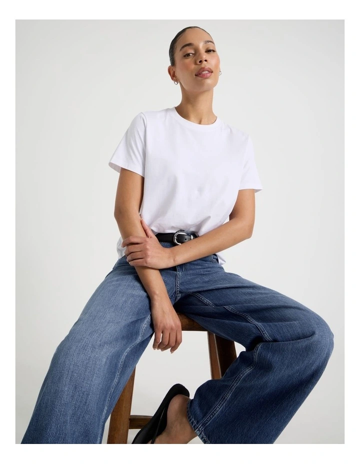Regular Fit Crew Neck Tee in White image 4