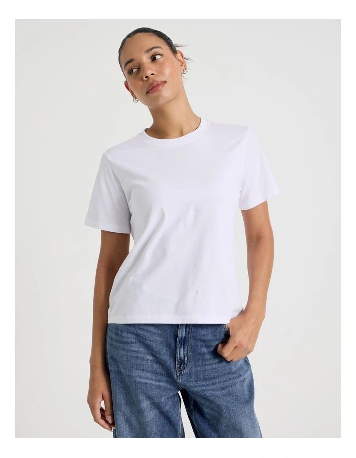 Regular Fit Crew Neck Tee in White image 5
