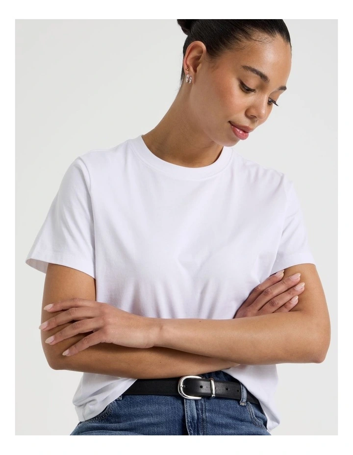 Regular Fit Crew Neck Tee in White image 7