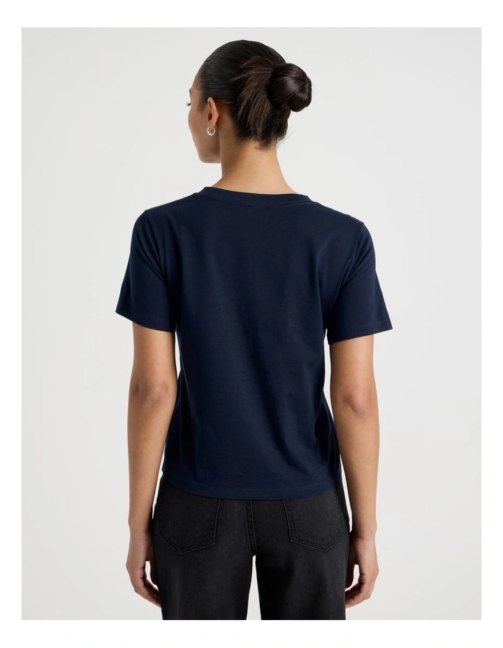 Relaxed Fit V Neck Tee in Navy image 6