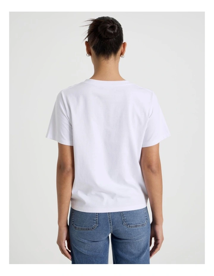 Relaxed Fit V Neck Tee in White image 6