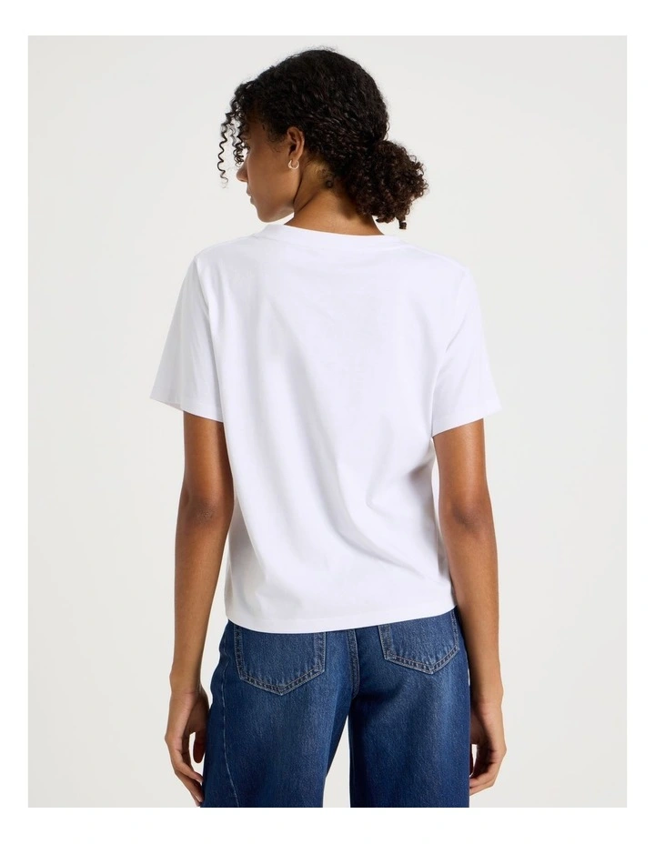Relaxed Fit V Neck Tee in White image 6