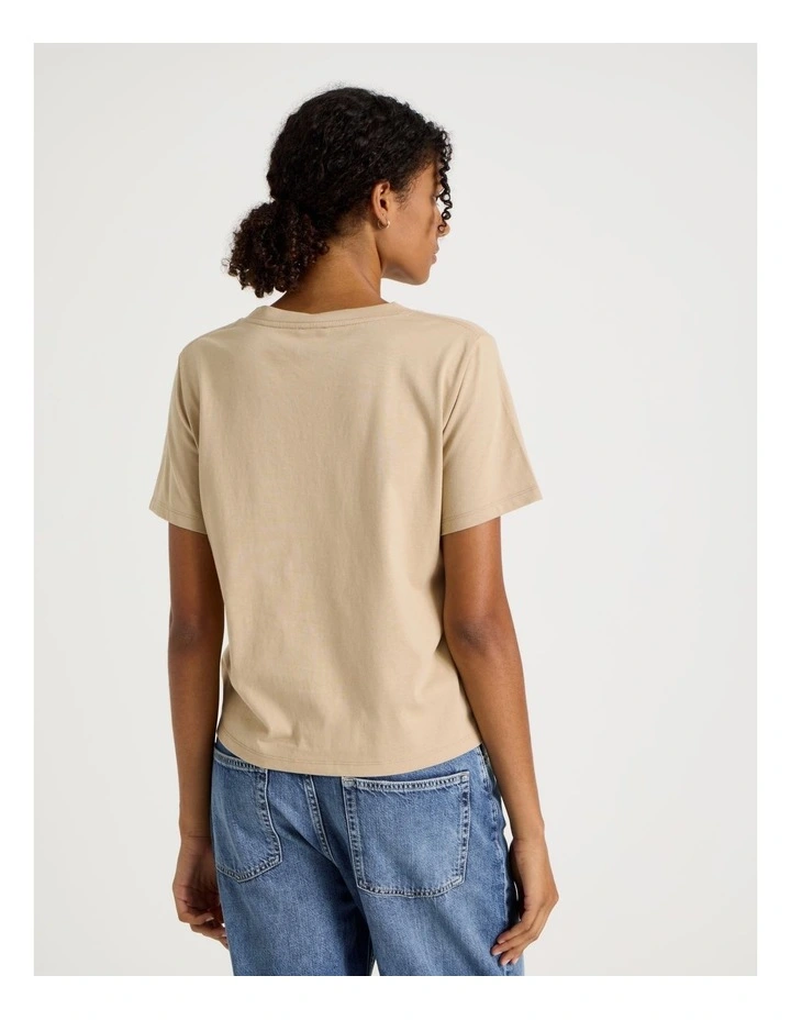 Relaxed Fit V Neck Tee in Oat image 6