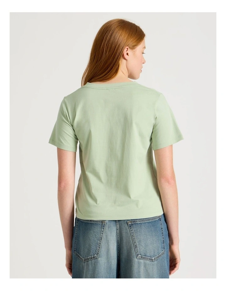 Relaxed Fit V Neck Tee in Smoke Green image 5