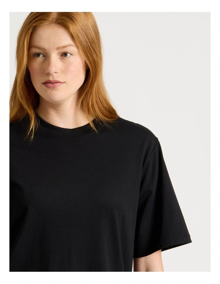 Loose Fit Crew Neck Tee in Black image 3
