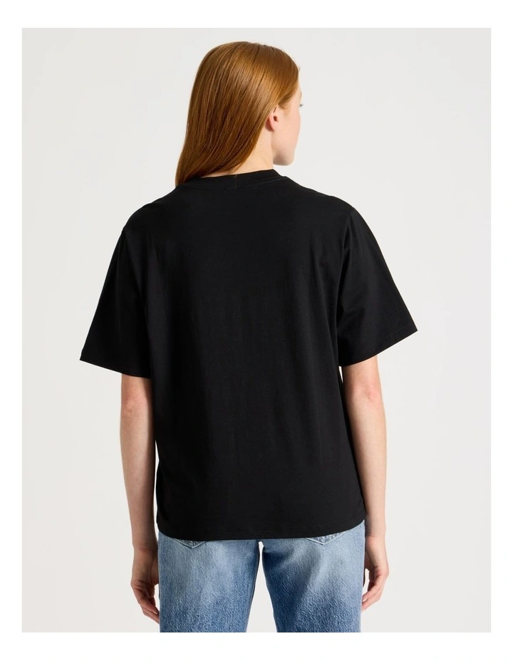 Loose Fit Crew Neck Tee in Black image 4