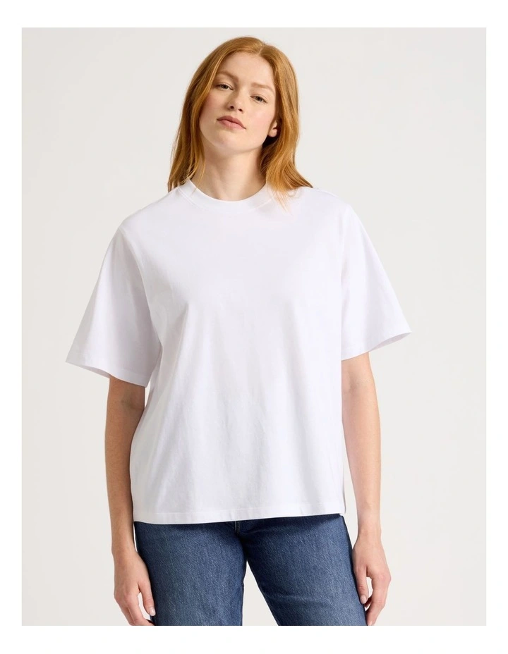 Loose Fit Crew Neck Tee in White image 2