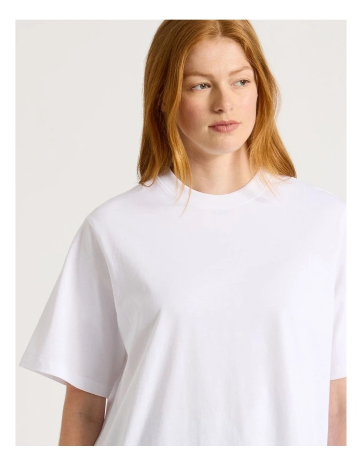 Loose Fit Crew Neck Tee in White image 3