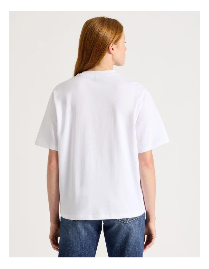 Loose Fit Crew Neck Tee in White image 4
