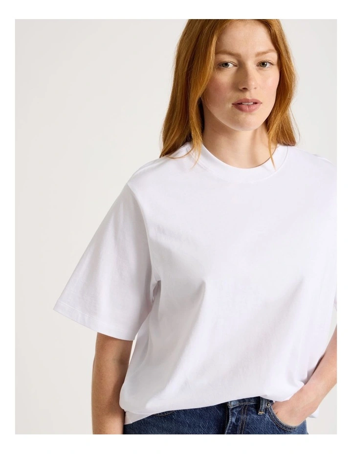Loose Fit Crew Neck Tee in White image 6