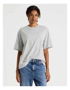 Loose Fit Crew Neck Tee in Light Heather Grey