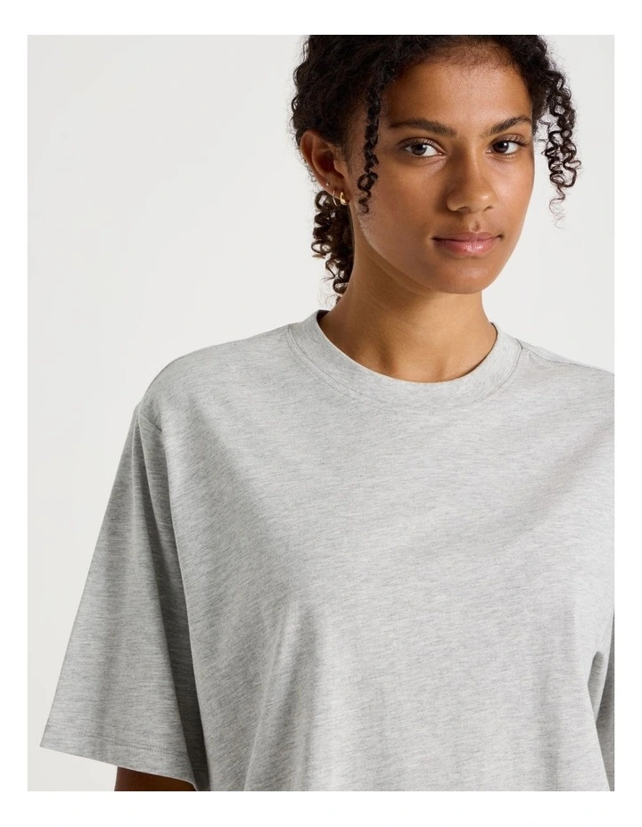Loose Fit Crew Neck Tee in Light Heather Grey image 3