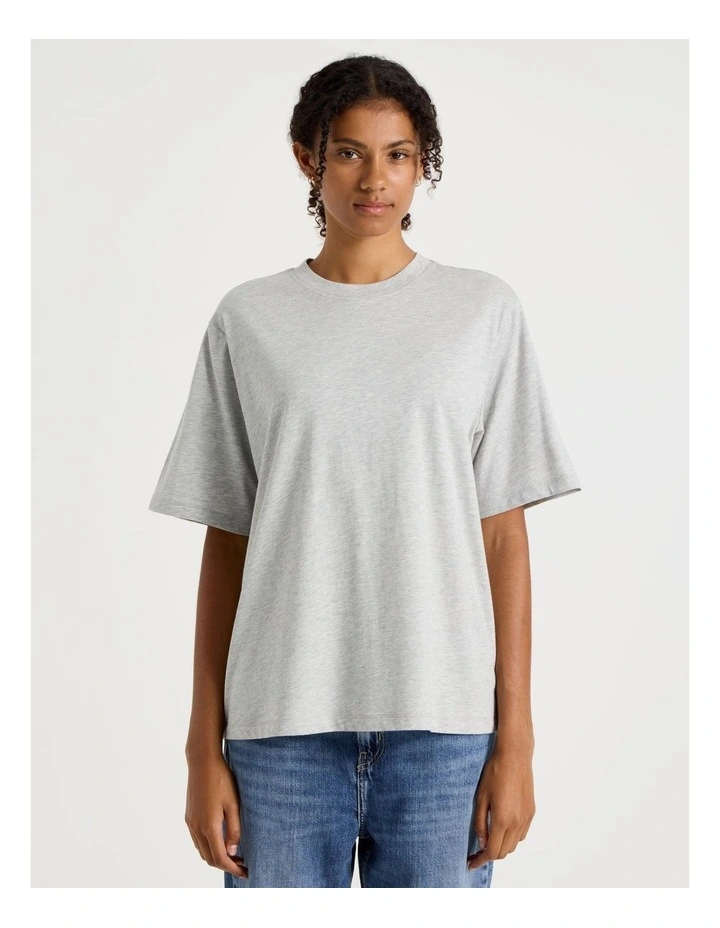 Loose Fit Crew Neck Tee in Light Heather Grey image 4