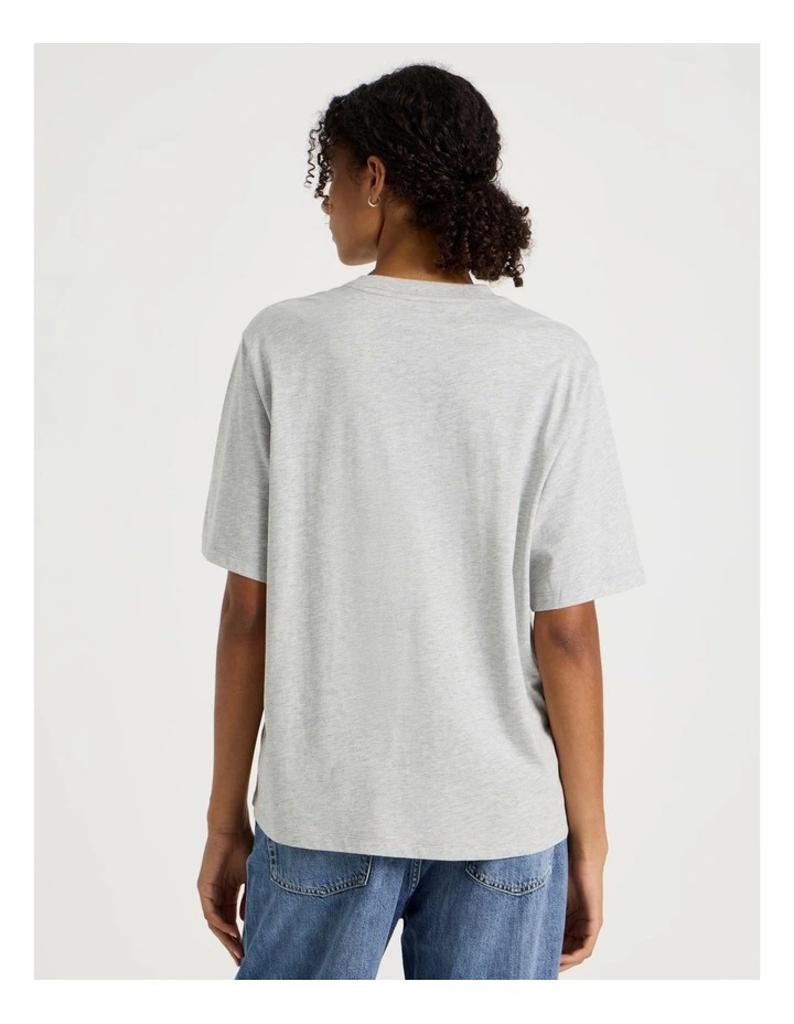 Loose Fit Crew Neck Tee in Light Heather Grey image 6
