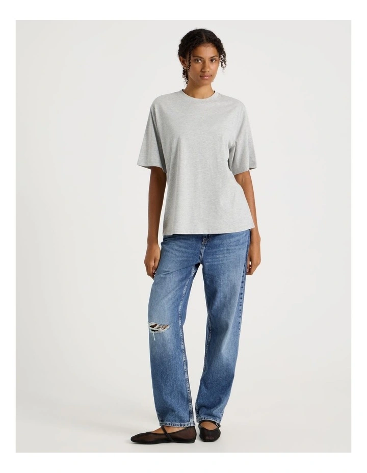 Loose Fit Crew Neck Tee in Light Heather Grey image 7