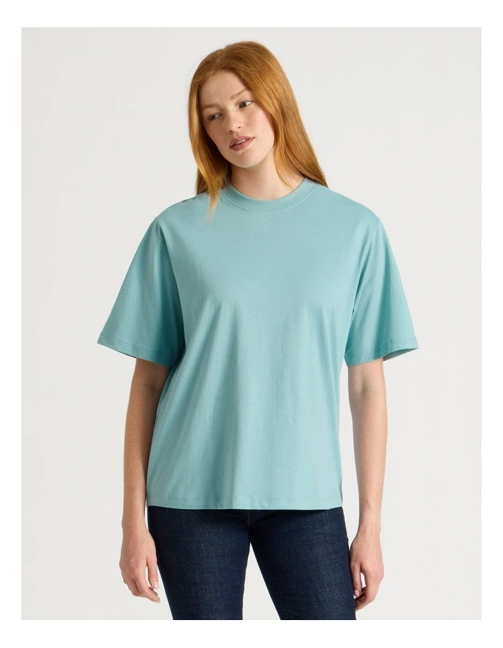 Loose Fit Crew Neck Tee in Blue Glow image 1
