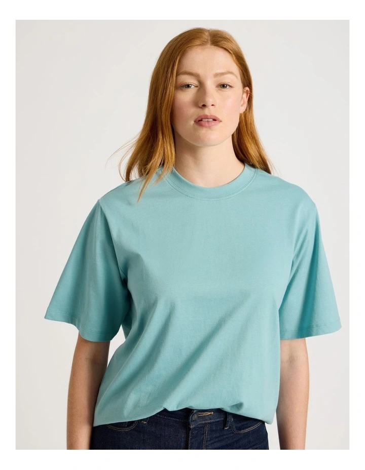 Loose Fit Crew Neck Tee in Blue Glow image 2