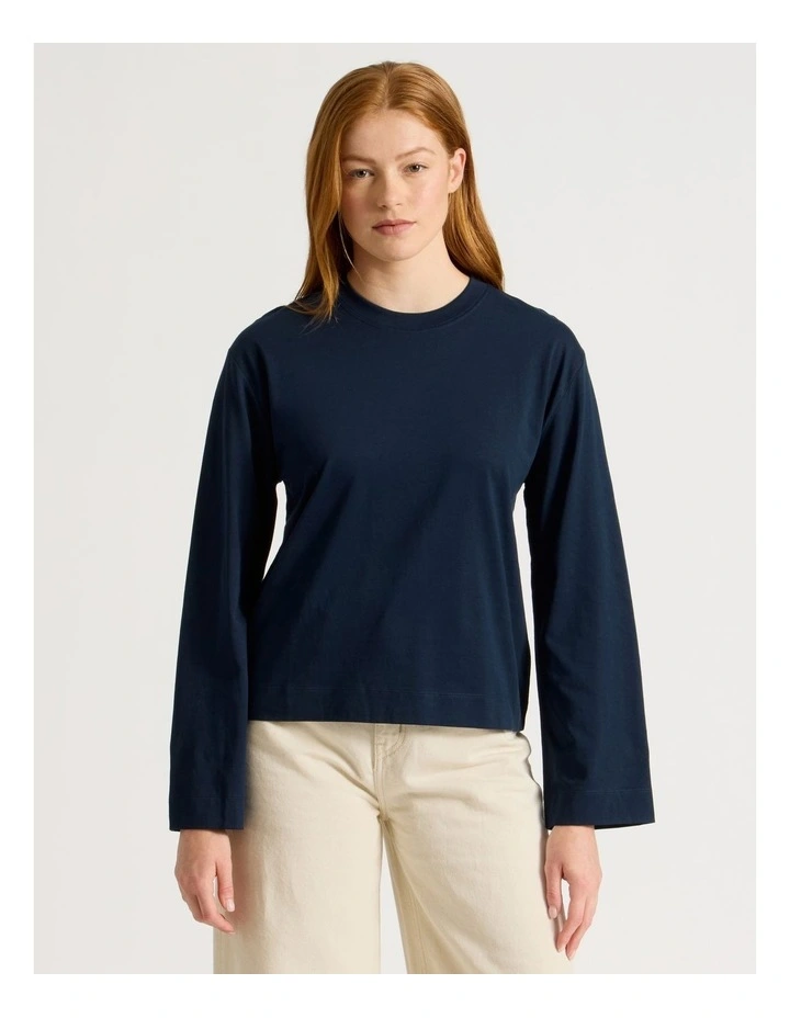 Bell Sleeve Tee in Navy image 1