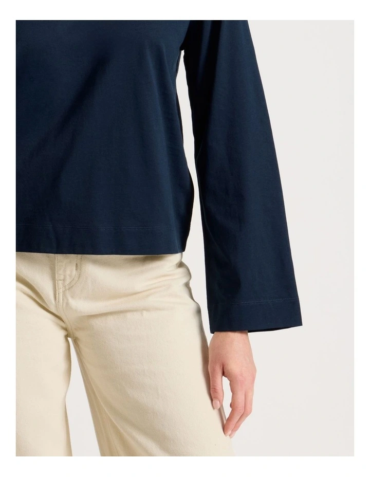 Bell Sleeve Tee in Navy image 2