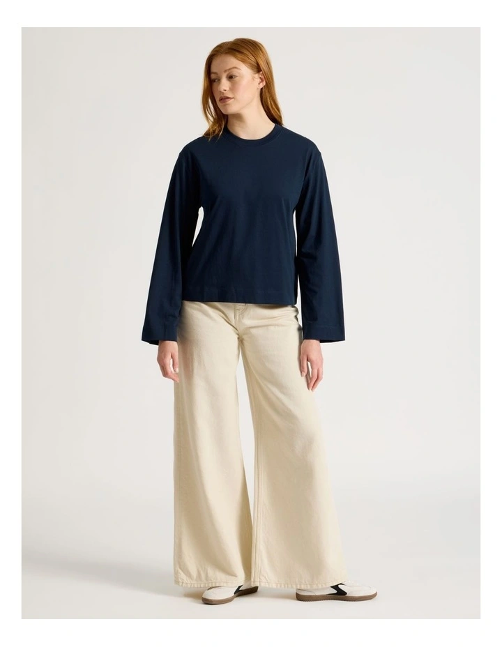 Bell Sleeve Tee in Navy image 3