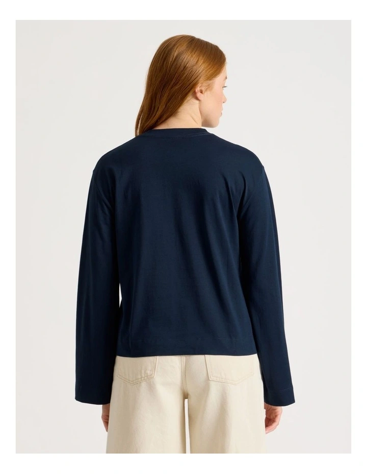 Bell Sleeve Tee in Navy image 4
