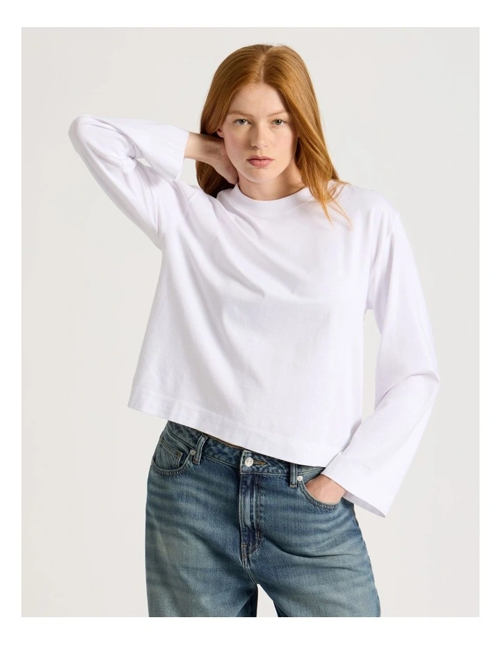 Bell Sleeve Tee in White image 1