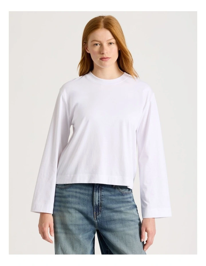 Bell Sleeve Tee in White image 3
