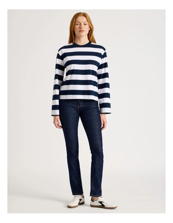 Bell Sleeve Tee in Navy & White Stripe image 3