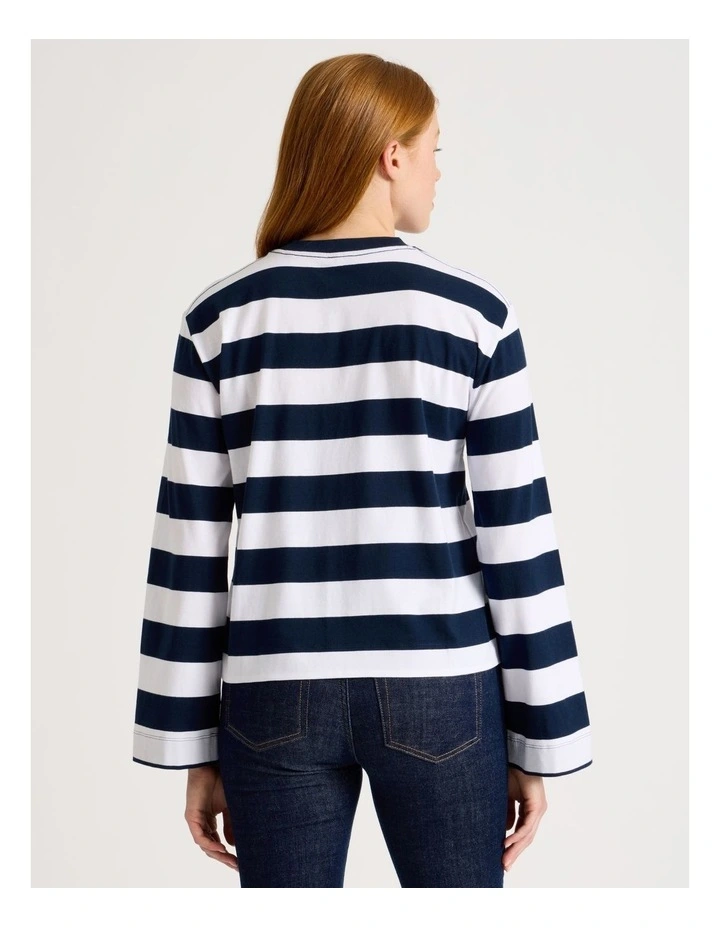Bell Sleeve Tee in Navy & White Stripe image 5