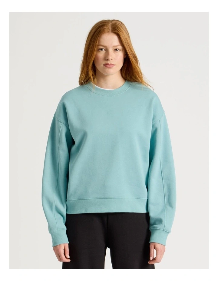 Oversized Sweater With Seam Details in Blue image 1