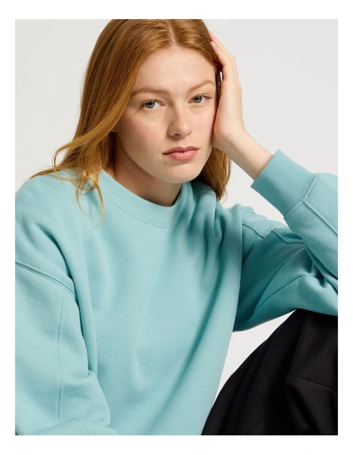 Oversized Sweater With Seam Details in Blue image 3