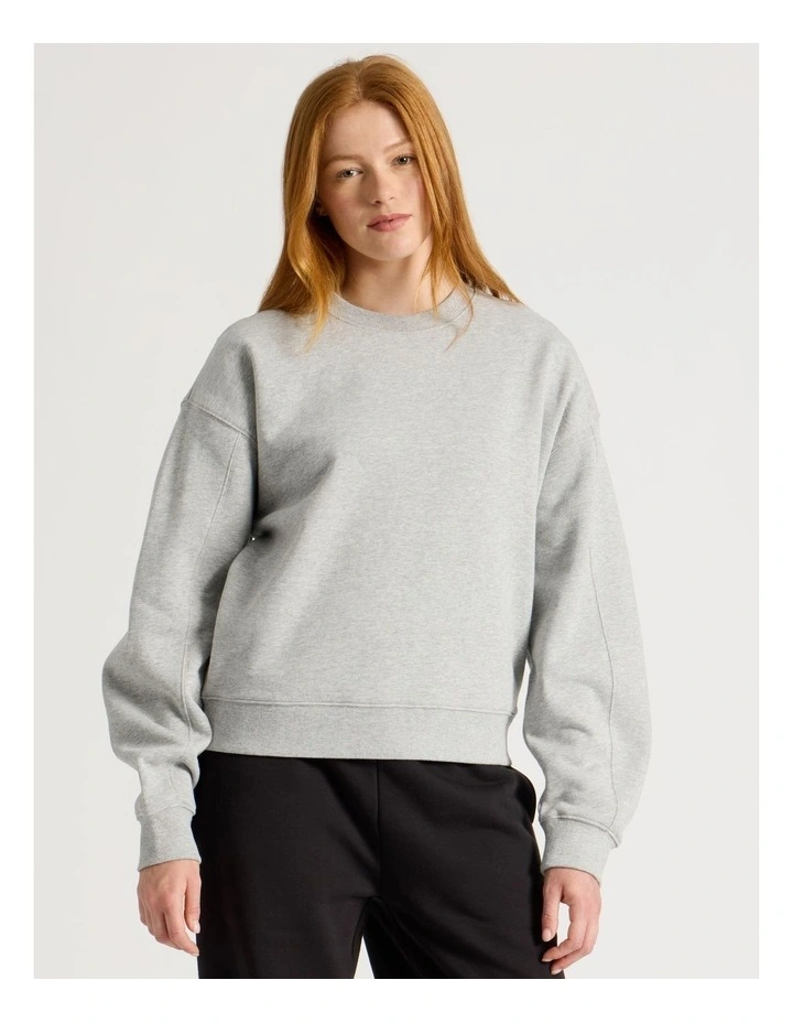 Oversized Sweater With Seam Details in Gray Marle image 1