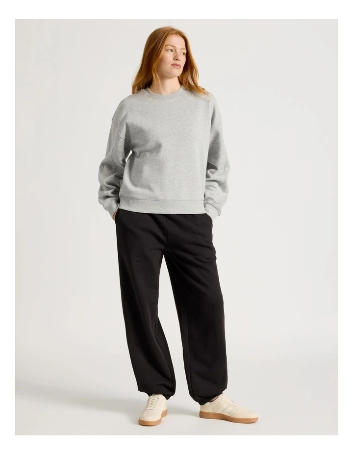 Oversized Sweater With Seam Details in Gray Marle image 2