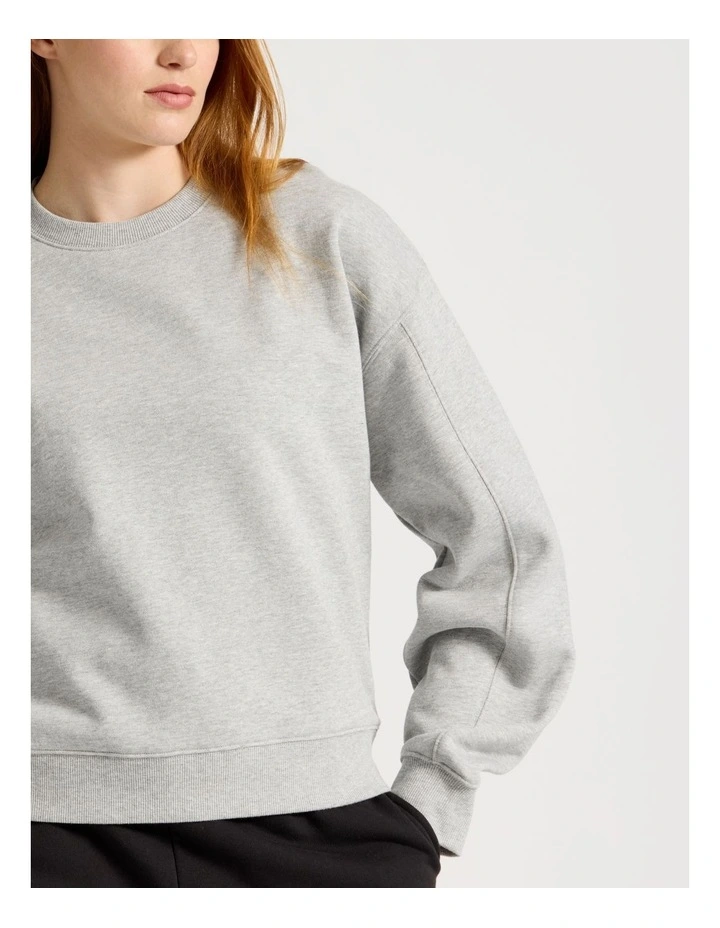 Oversized Sweater With Seam Details in Gray Marle image 3