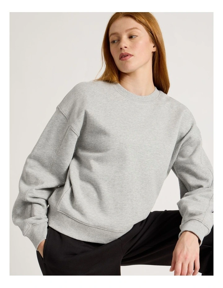 Oversized Sweater With Seam Details in Gray Marle image 6