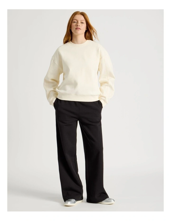 Oversized Sweater With Seam Details in Off White image 2