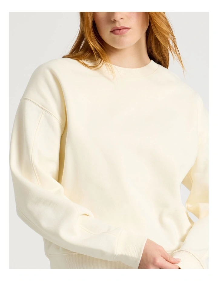 Oversized Sweater With Seam Details in Off White image 3