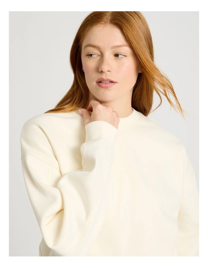 Oversized Sweater With Seam Details in Off White image 4