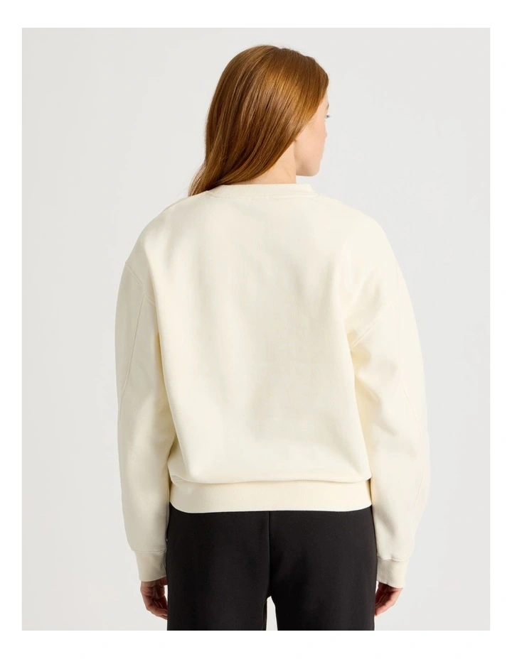Oversized Sweater With Seam Details in Off White image 5