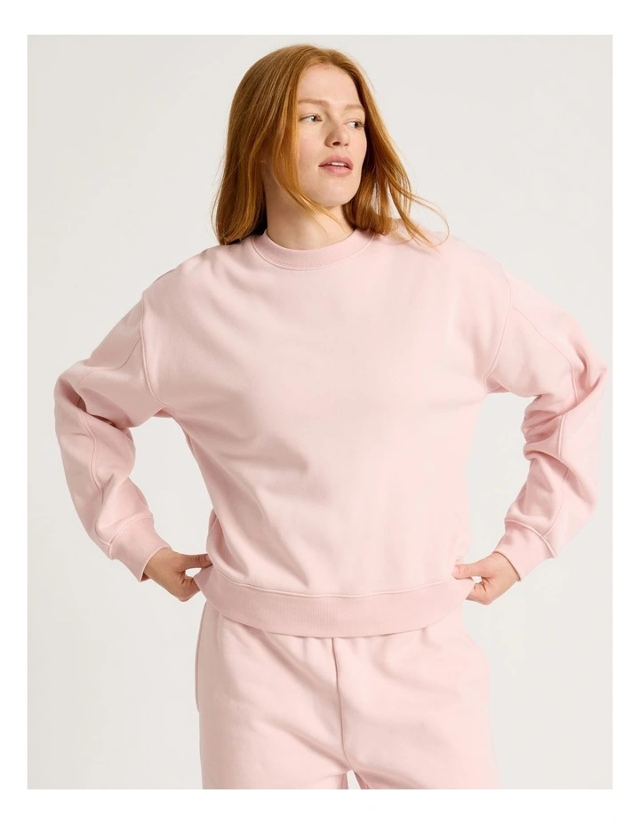 Oversized Sweater With Seam Details in Light Pink image 1