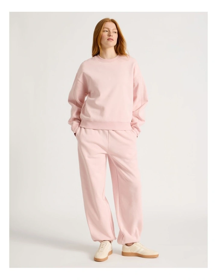 Oversized Sweater With Seam Details in Light Pink image 2