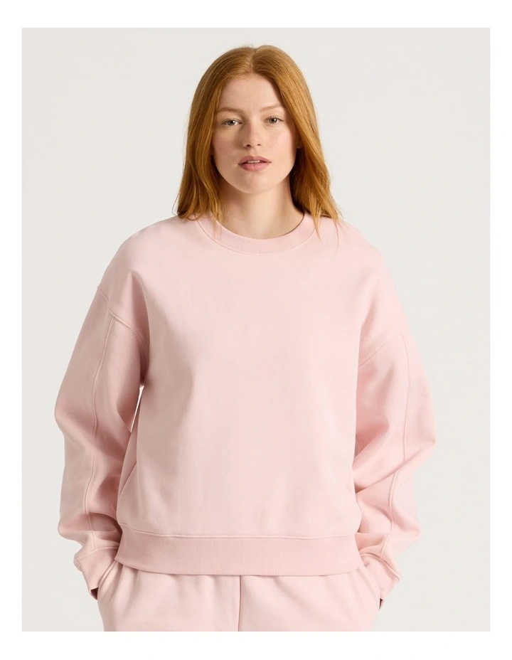 Oversized Sweater With Seam Details in Light Pink image 3