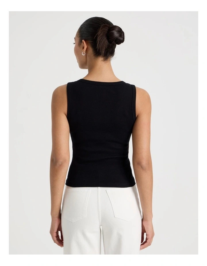 Slim Fit Scoop Neck Tank in Black image 6