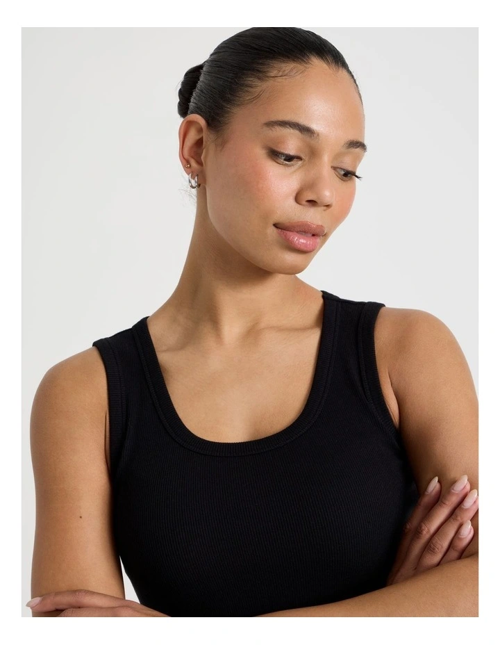 Slim Fit Scoop Neck Tank in Black image 7